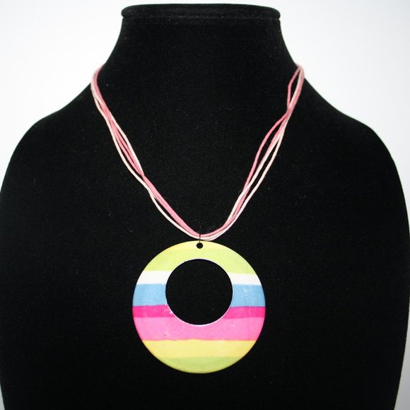 Fun colorful pink cord necklace